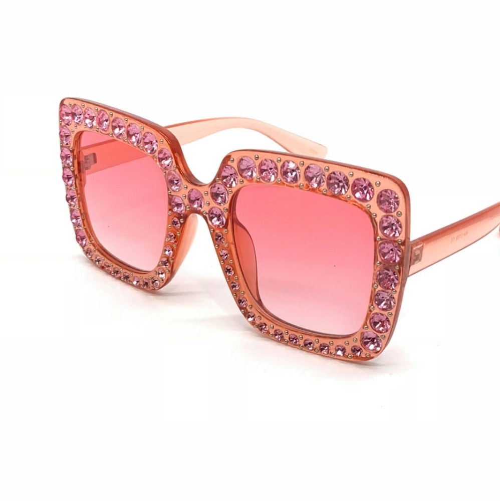 Pink Rhinestoned Fashion Sunglasses